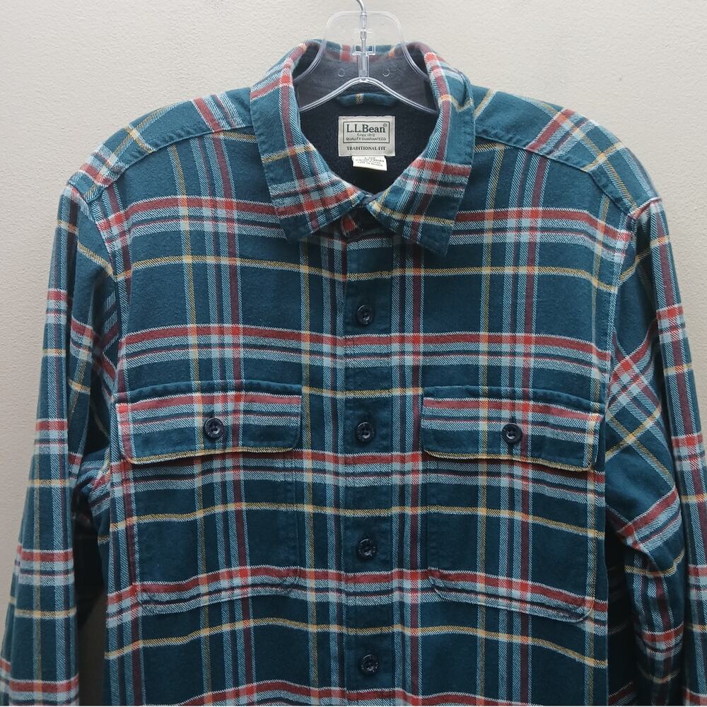 L.L. Bean Traditional Fit Fleece-Lined Flannel Plaid Shirt Jacket Shacket Small - Picture 5 of 8